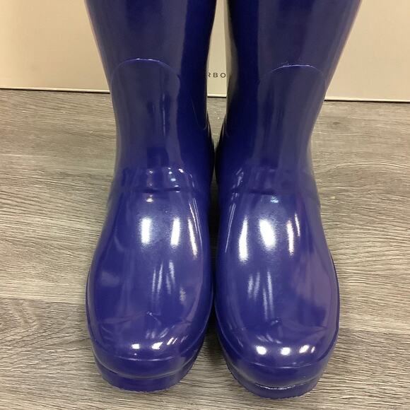 HUNTER Sz 8 Melody Blue Gloss Original Back Adjustable Rain Boots Pull On LM1-38 - Picture 6 of 10